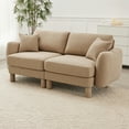 thumbnail image 2 of Newest Boucle Fabric 2-seater Loveseat Sofa Couch, Distinctive Shell-shaped Armrests,Cylindrical Legs Wrapped,Self-fabric,Coffee Color, 2 of 17
