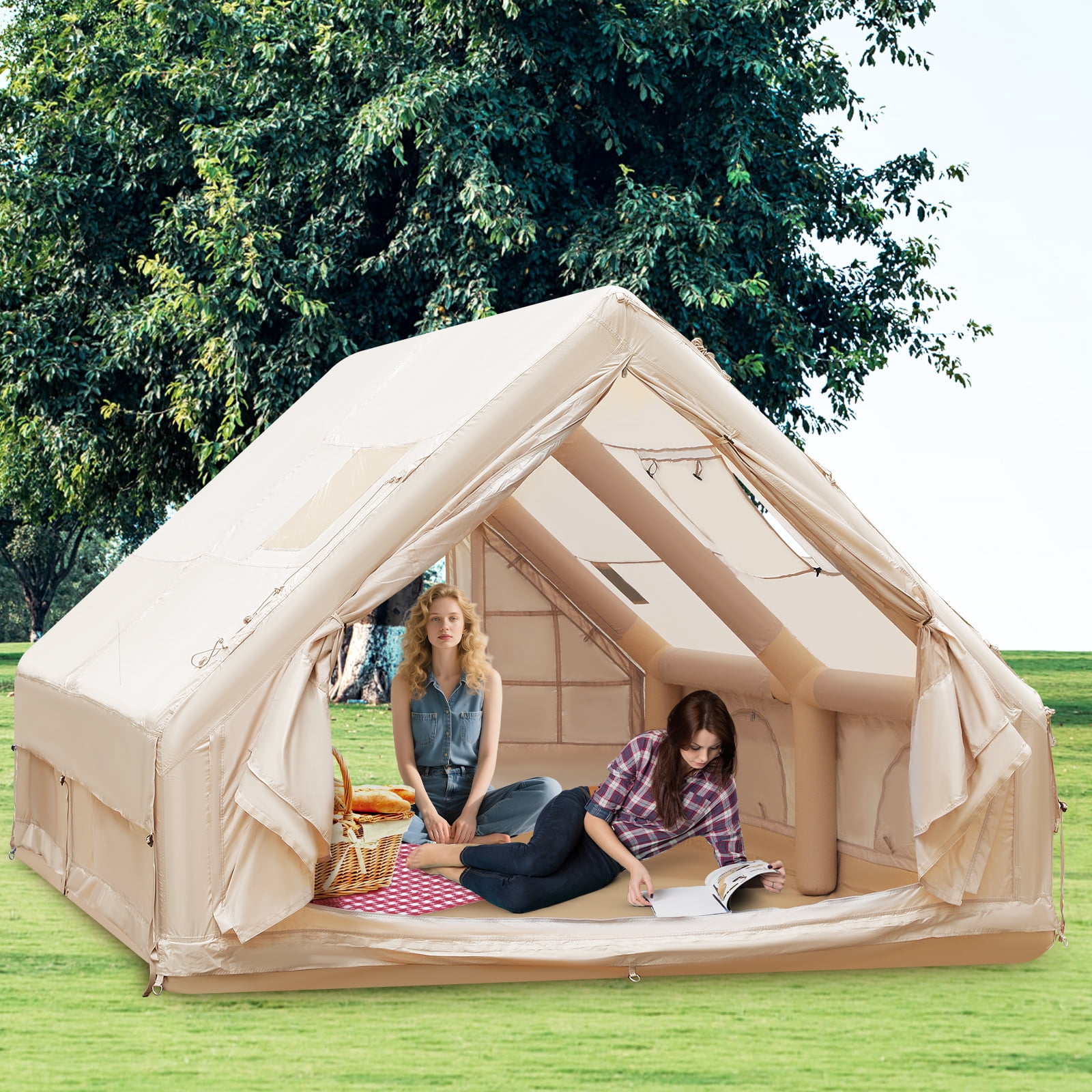Hemoton Outdoor Inflatable Camping Tent Weatherproof Fabric（2-8 Person ）
