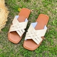 thumbnail image 4 of Hoshose New Summer Women Sandals Flat Heel Solid Color Non Slip Summer Fashion Outdoor Slide Sandals Comfortable, 4 of 9