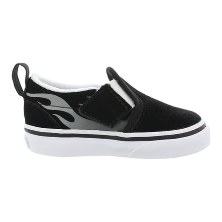 

Vans Slip-On V Boys/Toddler shoe size 3 M Toddler Athletics VN0A3488WKJ ((Suede Flame) Black/True White)