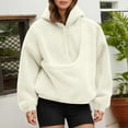 thumbnail image 2 of BOBOGOJP Women's Sherpa Fleece Lined Hoodie Winter Warm Thermal Heavyweight Plain Pullover Thicken Sweatshirt Tops with Pockets Beige for Size S, 2 of 7