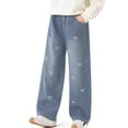 thumbnail image 4 of Scyoekwg Girls Jeans Casual Baggy Pants Spring Fashion Solid Color Comfy Wide Legs Pants Light Blue 7-8 Years, 4 of 4