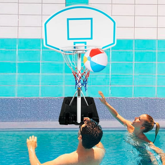 HooKung Swimming Pool Basketball Hoop Portable Water Basketball Goal Poolside Height Adjustable Beach Basketball Stand for Pool with Base and 35" Backboard for Indoor Outdoor Games 3.1-4.7 FT Blue