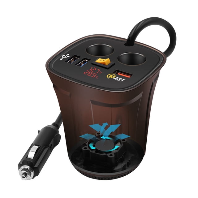 Adaptador de corriente del enchufe del encendedor electrónico de la taza del vehículo 4 en 1 del cargador del coche de 3 puertos USB, luz roja Speravity EL2026-01B