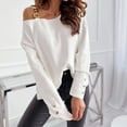 thumbnail image 2 of Gibobby Blusas Elegantes Para Mujer de manga larga de otoño e invierno para mujer con botones estampados en el cuello（Blanco， XL), 2 of 5