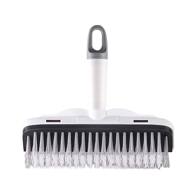Cepillo para fregar suelos con mango largo, 2 en 1, cepillo raspador, cepillo de limpieza de cerdas rígidas para terrazas, baños, bañeras, azulejos, lechada, patios y garajes. Cabezal de cepillo en