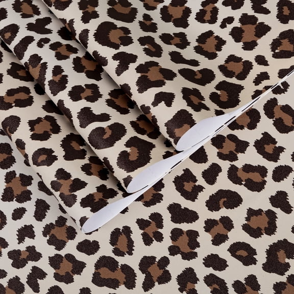 UMIGGEE Leopard Print Peel and Stick Wallpaper Removable Self Adhesive Textured Wall Paper Brown Unique Funky Cheetah Contact Paper for Bedroom Bathroom 17.3-in x 118-in