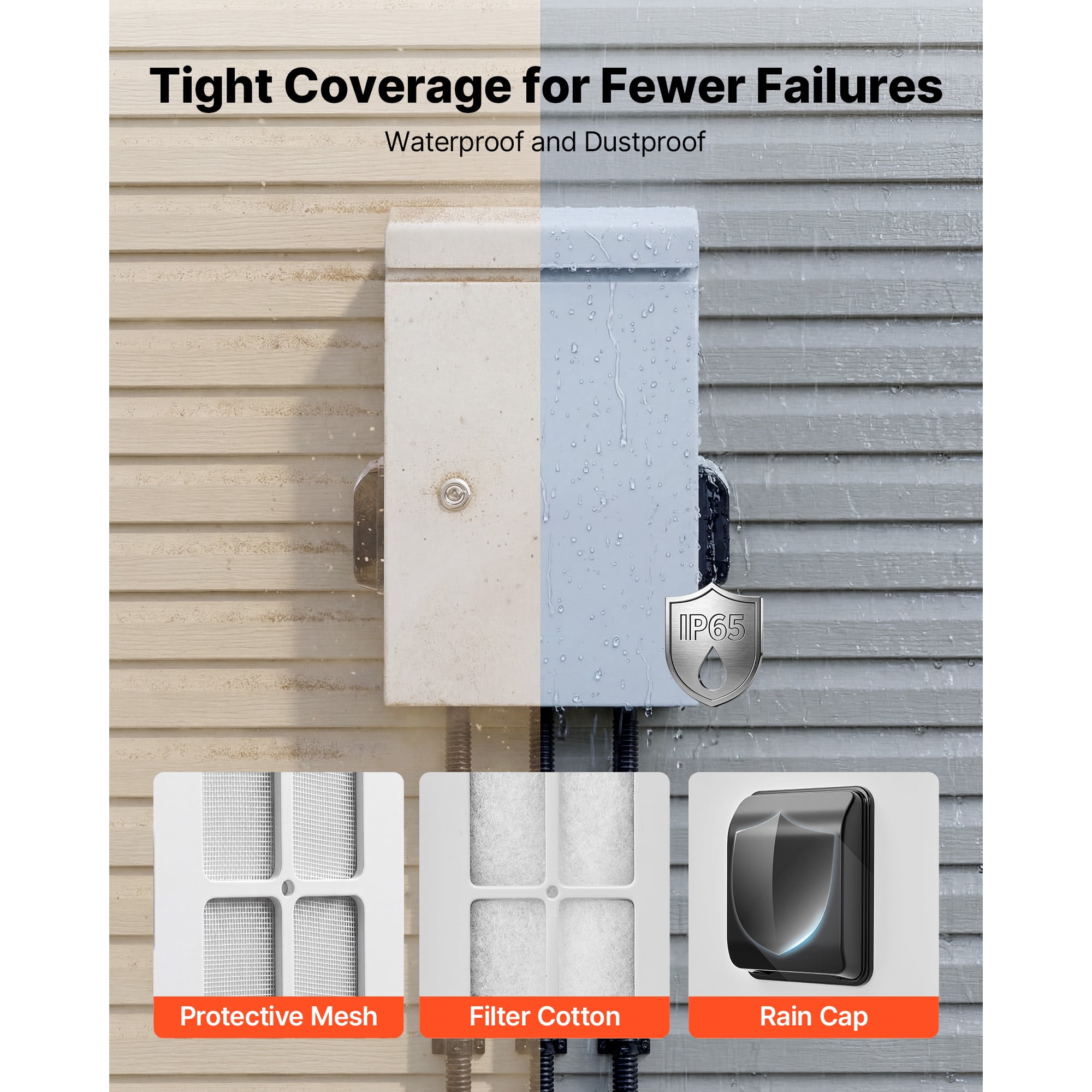KFFKFF Outdoor Electrical Enclosure, Cold-Rolled Steel, Junction Box with Built-In Thermostat and Fan, Weather Hood, Ventilated Structure, IP65 Waterproof Hinged Design,16 x 12 x 8 in