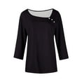 thumbnail image 5 of Ltctricy Women's 3/4 Sleeve Tunic Tops Trendy Asymmetrical Neck Solid Color T Shirts Casual Loose Tee Blouses(Black,X-Large), 5 of 5