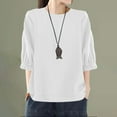 thumbnail image 2 of Yubnlvae Haut Blanc pour Femme, Coupe Ample, Col Rond, Grande Taille, Manches Cinq Points, L, 2 of 4