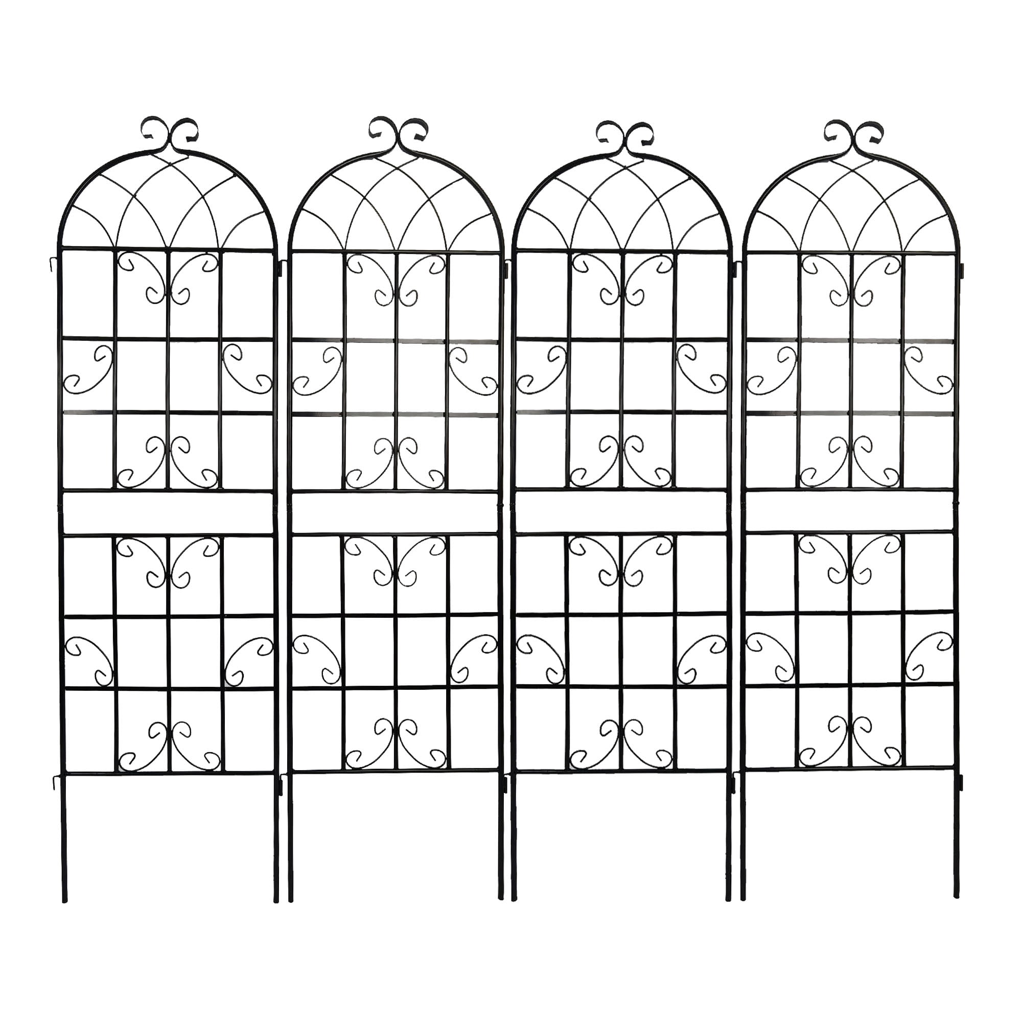 CQSXDA 4 Pack Large Garden Trellis 71" H x 19.7" W Heavy Duty Rustproof Black Iron Plant Trellis for Potted Plant Support Metal Climbing Rose Trellis Vine Vegetable Cucumber