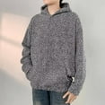 thumbnail image 2 of MIASHUI Men's Tweed Woven Pullover Hoodie Fall Winter Lined American Style Oversized Casual Jacket Grey,M, 2 of 5