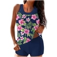 thumbnail image 2 of Tankini Sets for Women Padded Tropical Leaf Print Scoop Neck Two Piece Bathing Suits Tummy Control Boyshorts Modest Beachwear Swimwear, 2 of 5