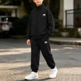 thumbnail image 2 of oelaio Boys Sweatsuit Set Fall Winter Tracksuits 2 Piece Zip Up Hoodie and Jogger Sweatpants Youth Kids Activewear Sets with Pockets Black 14-15 Years, 2 of 9