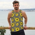 thumbnail image 4 of Wukai Sunflowers On Black And White Stripes Print Men’s Workout Tank Top Sleeveless Muscle T shirt Gym Running Fitness Tank Top-X-Large, 4 of 7