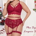 thumbnail image 3 of Conjuntos de lencería de talla grande para mujer, sujetadores y bragas de tirantes con adorno Floral de encaje Sexy, ropa interior fina de verano Fridja  nalpqowj38592, 3 of 4