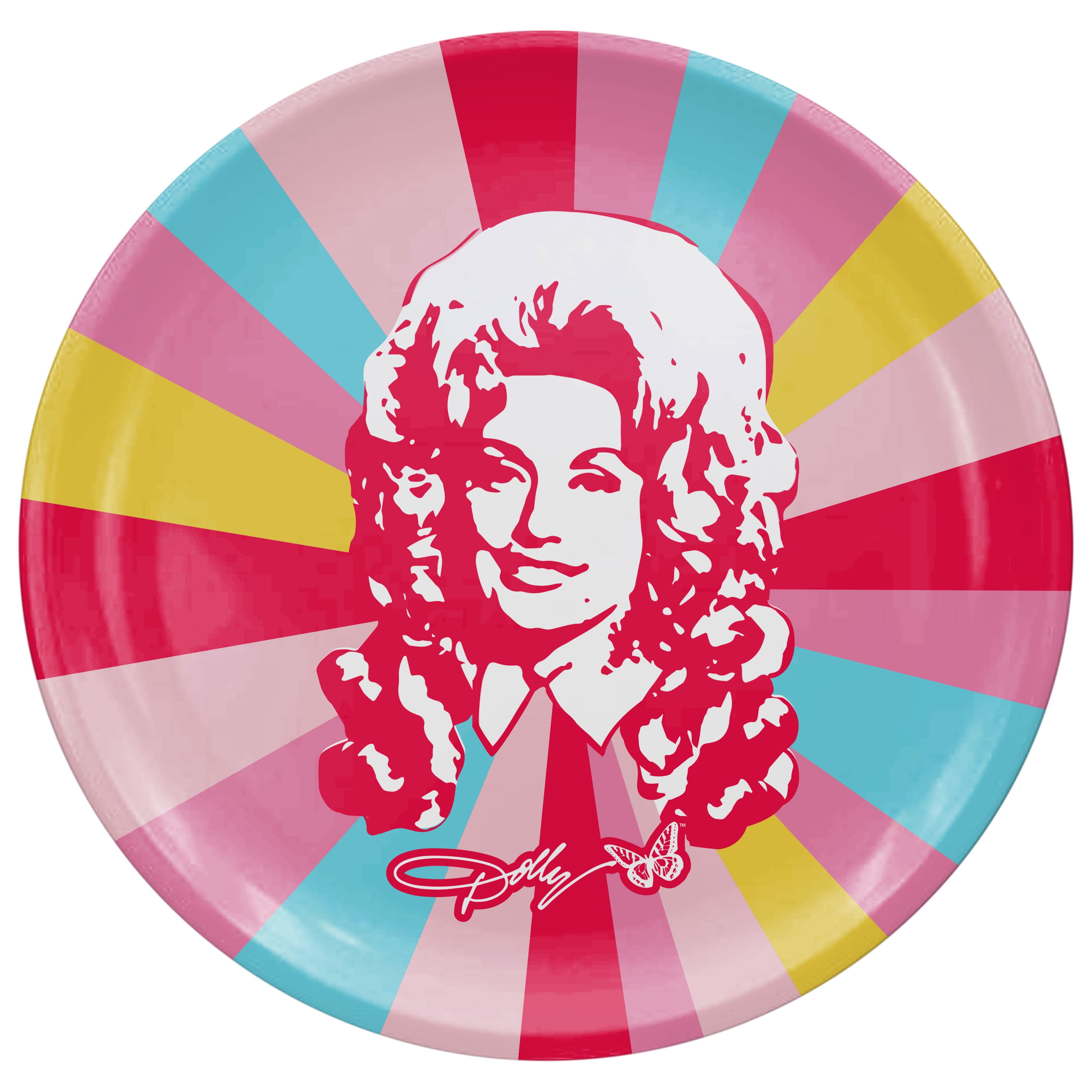 (2 pack) Dolly Parton 14" Round Multi-Color Melamine Serving Tray
