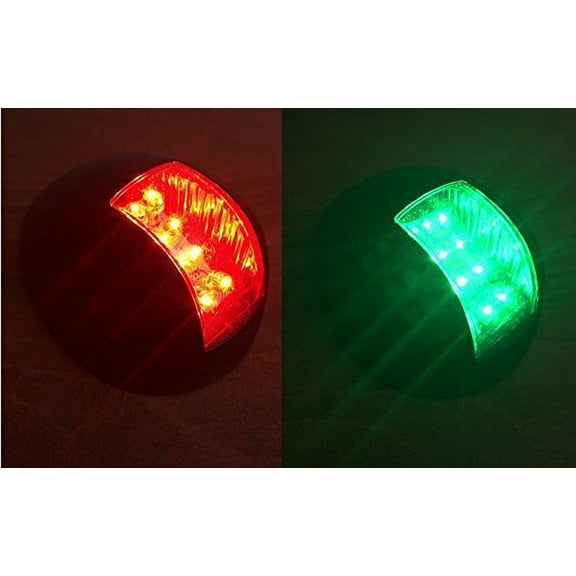 Pactrade Marine Boat Green and Red Led Navigation Light Vertical Mount 1nm 12v 0.8wx2