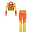 thumbnail image 3 of iixpin Girl's Acrobatics Dance Outfits Athletic Crop Top with Flared Pants Stage Performance Clothes Set Orange 12, 3 of 4