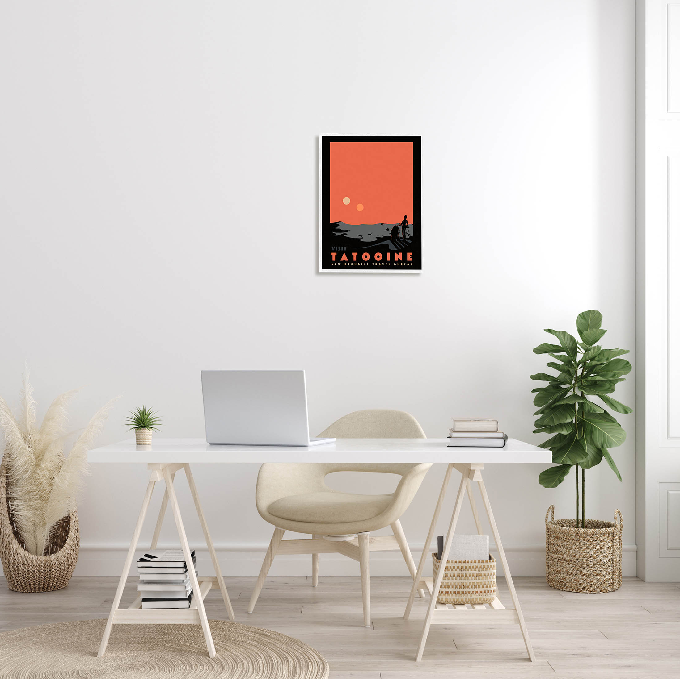 Stupell Industries Tatooine Vast Science Fiction Land Graphic Art White Framed Art Print Wall Art, Design by Matheus Lopes Castro