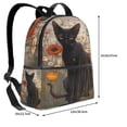 thumbnail image 4 of Lsque Black Cat in Wildflowers Pattern Backpack – School Travel Canvas Daypack with Ergonomic Padded Straps, Multiple Compartments & Leather Handle, 4 of 5