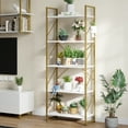thumbnail image 7 of Dextrus 5-Tier Bookshelf, Gold Bookcase, Industrial Freestanding Book Shelf Modern Open Display Storage Organizer Book Shelves for Bedroom, Living Room and Home Office, Gold & White, 7 of 7