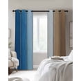 thumbnail image 3 of Blue Brown Blackout Curtains, Light Blocking Print Window Curtains, Gradient Wood Grain Farmhouse Country Thermal Insulated Window Drapes for Living Room Kitchen Cafe 2 Panels, 84"W x 63"L, 3 of 9