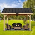 thumbnail image 3 of Erommy Outdoor Cedar Wood Hardtop Gazebo w Metal hardtop / Spruce Wood Hardtop Pergola w Asphalt roof Asphalt Roof 13' x 16', 3 of 5