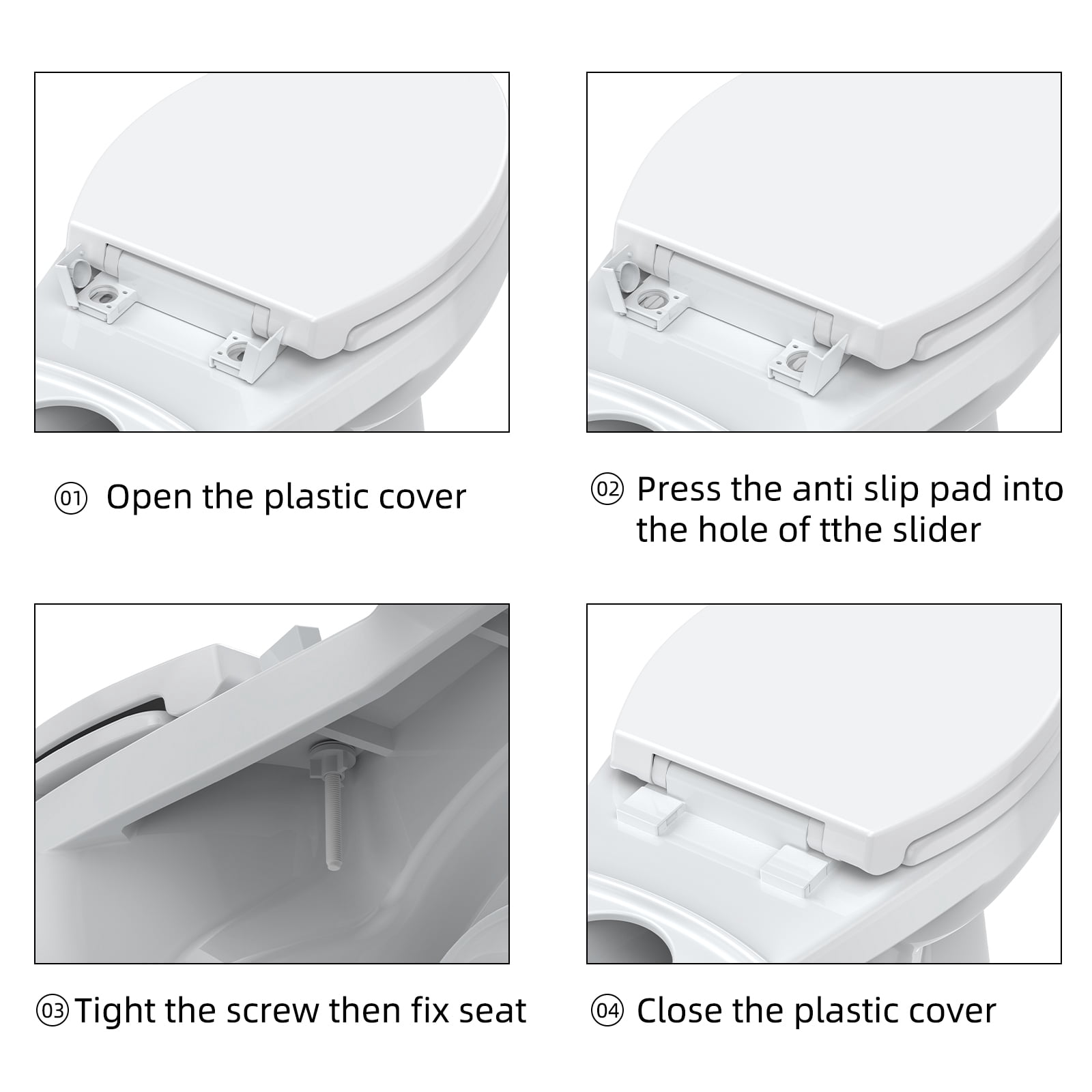 Soft Close Elongated Toilet Seat – Quick Release & Top Mount Installation – Quiet, Durable, Easy to Clean – Global Fit for Most American Standard Toilets – 19" All White Plain Cover