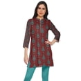 thumbnail image 1 of Moomaya Poly Crepe Close Collar Neck Short Kurtis For Women Printed Dress Top, 1 of 5