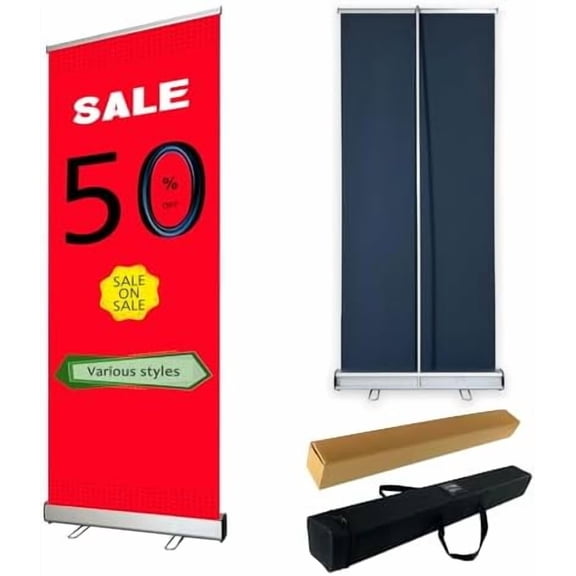 Heavy-Duty Retractable Banner Stand 24"x72" Roll Up Banner Display Stand with padded canvas bag (Shipping from SF.CA US)( Stand Only)$$Other