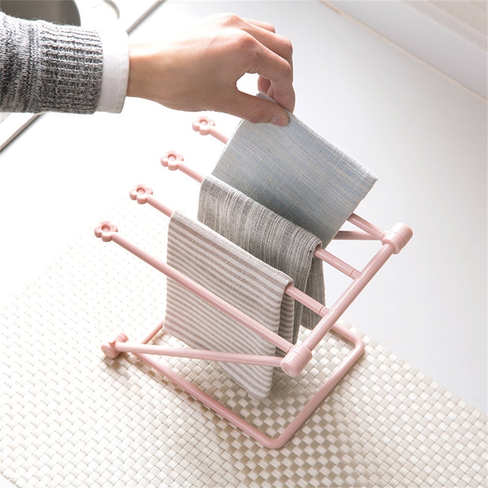 Casewin Dishcloth Drying Rack Foldable Kitchen Rags Storage Stand Towel