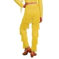 thumbnail image 2 of TiaoBug Kids Girls Elastic Waist Rhinestone Fringe Practice Pants Tassel Latin Salsa Dance Performance Trousers Yellow 16, 2 of 5