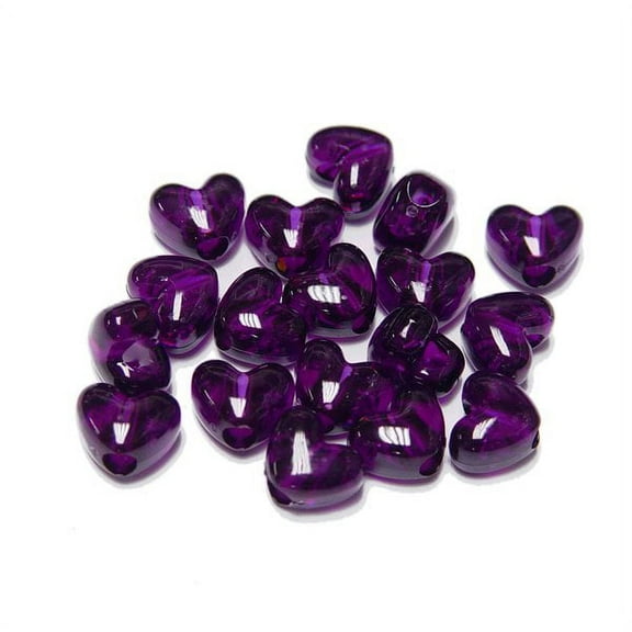 JOLLY STORE Crafts Transparent Dark Amethyst Heart Shaped Pony Beads, Made in USA