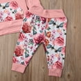 thumbnail image 4 of Bilo Infant Baby Girl Floral Pattern Long Sleeve Hoodie and Pants 3 pcs Cotton Outfit (Light Pink Floral, 6-12 Months), 4 of 5