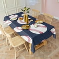 thumbnail image 4 of Navy Blue Baseballs Pattern Rectangle Tablecloth 60"x102",Waterproof Polyester Rectangle Table Cloth, Wipeable Spillproof Polyester Tablecloth for Dining, Camping, Indoor and Outdoor, 4 of 6