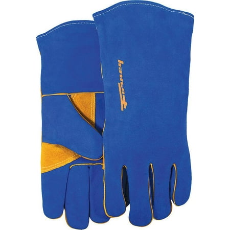 Forney 53423 Industrial Premium Welding Gloves, Men?s, X-Large, Kevlar, Blue/Gold, Cotton Interlock