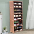 thumbnail image 6 of Tall Bamboo Shoe Storage Cabinet with Doors 10 Tier Free Standing Shoe Rack Cabinet Shoe Display Shelf Side Storage Organizer for Sneakers Boots Heels Sandals, 6 of 9
