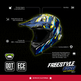 thumbnail image 2 of Casco Off-Road Freestyle Fire Azul/Amarillo Acabado Brillante XS, 2 of 9