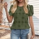 thumbnail image 1 of Craaazy Women's Relaxed Fit Crew Neck Blouse, Solid Color Short Sleeve Lace Eyelet Top, Loose Comfy Floral Lace Casual Tee for Summer Gifts, 1 of 6