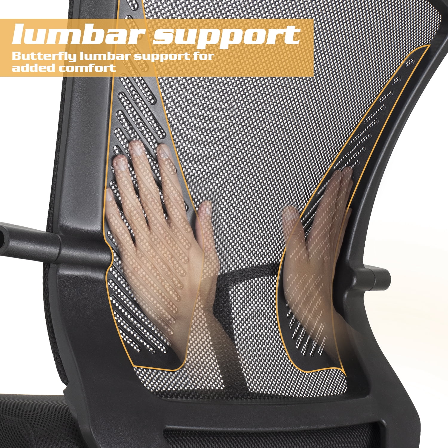 Lacoo Mid-Back Office Desk Chair Ergonomic Mesh Task Chair with Lumbar Support Set of 2, Black