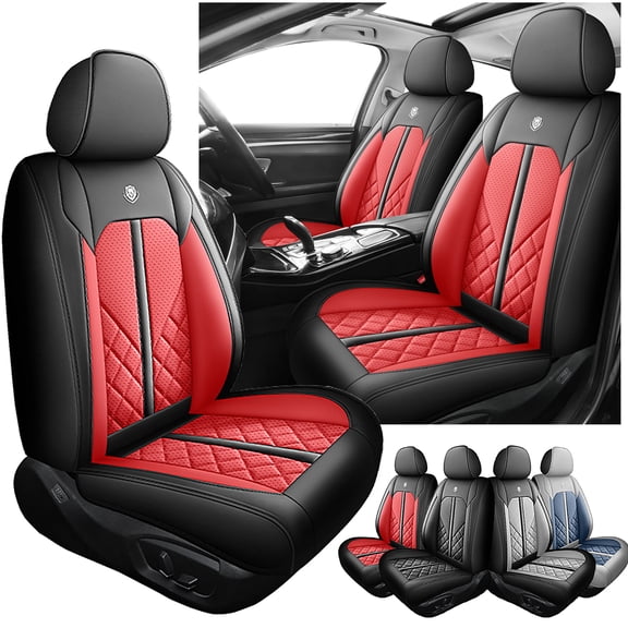 Fit for Saturn Vue 2008 Seat Cover, Black and Red Car Seat Covers, PU Leather Full Set of 5 Seats Anti-Slip Backing Protect and Upgrade Seats, Give Your Interior a New Look