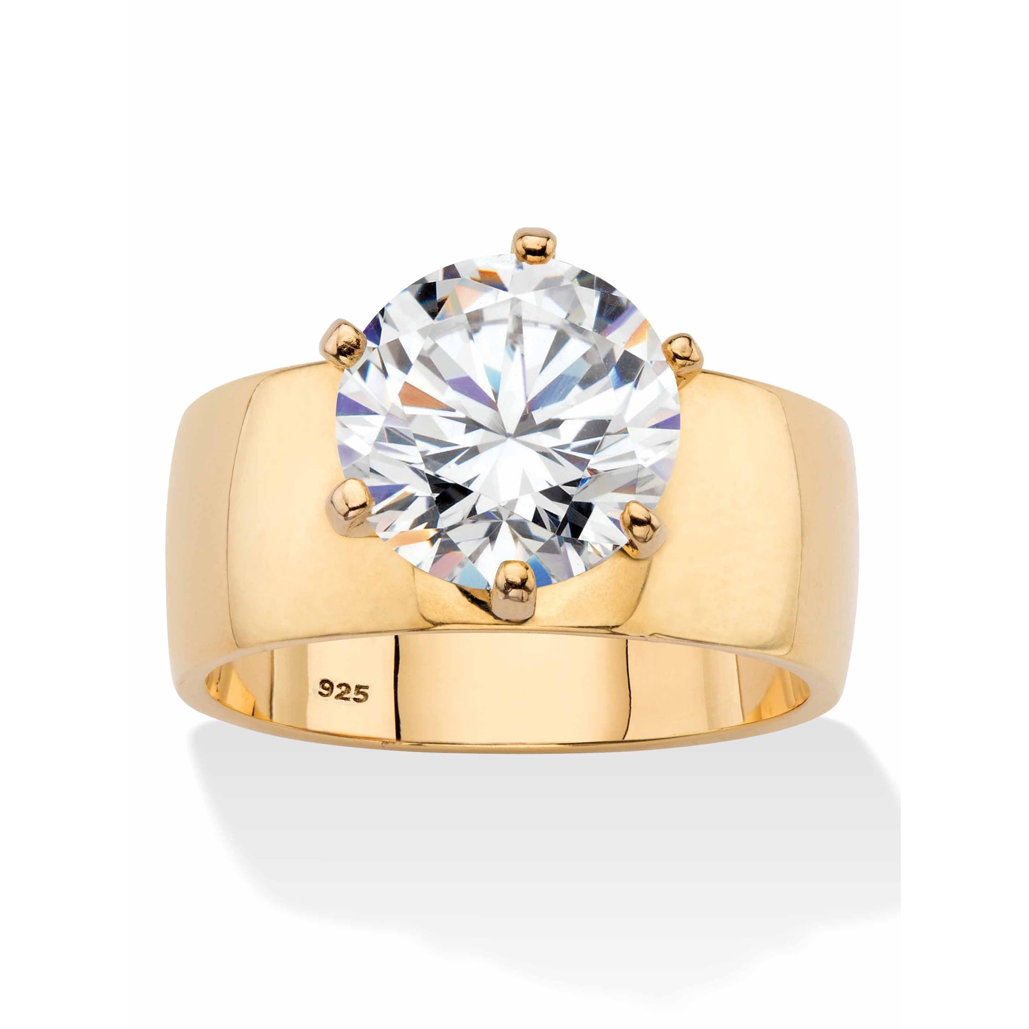 PalmBeach Jewelry 4 TCW Round White Cubic Zirconia .925 Sterling Silver or 14k Gold Plated Solitaire Engagement Ring