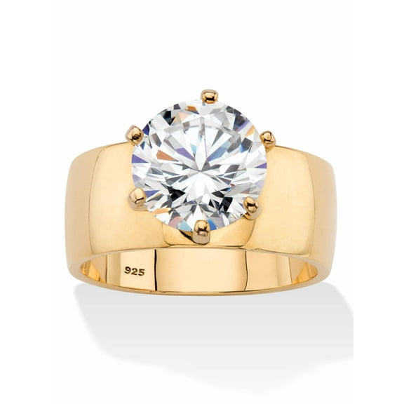 PalmBeach Jewelry 4 TCW Round White Cubic Zirconia .925 Sterling Silver or 14k Gold Plated Solitaire Engagement Ring