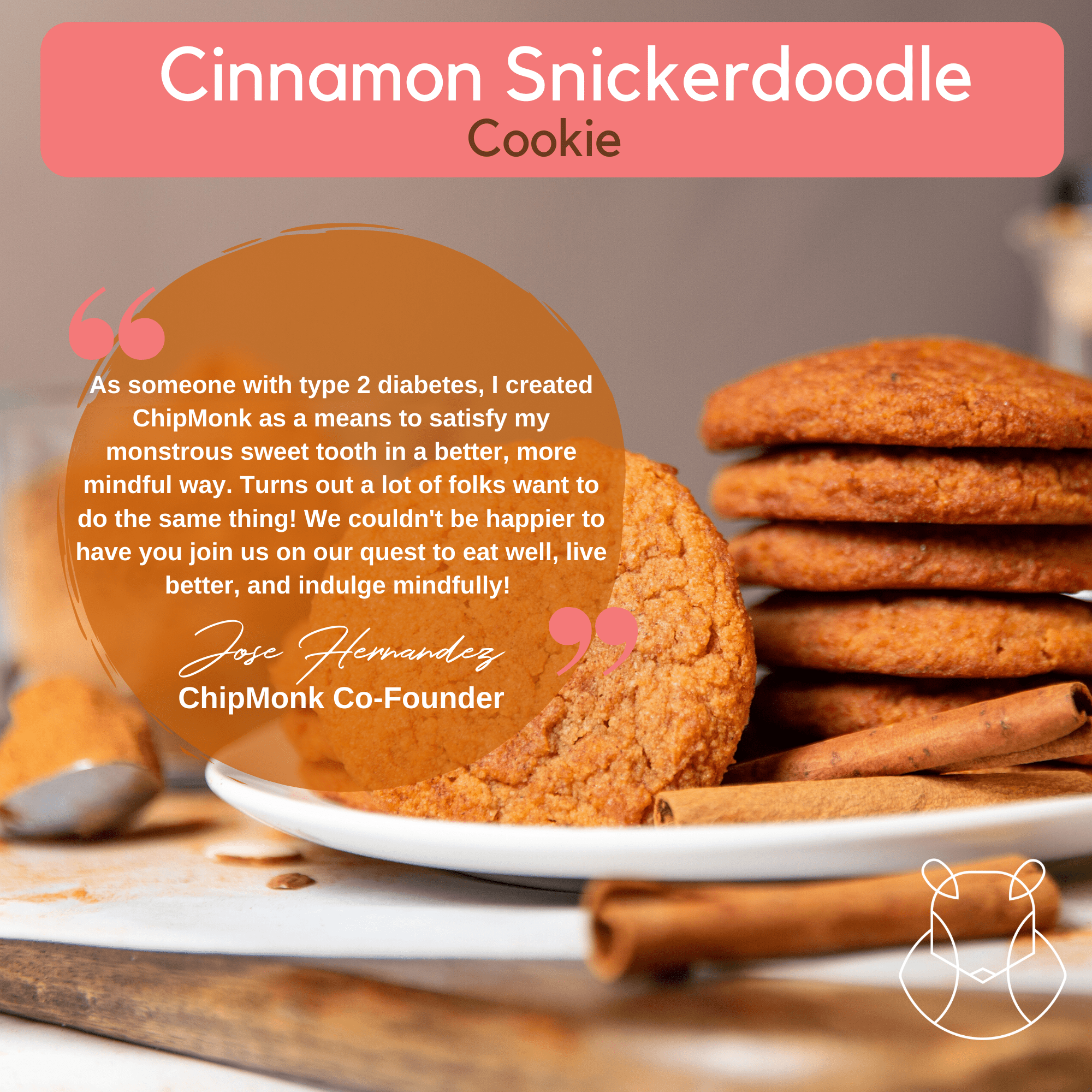 ChipMonk Keto Cookies, Snickerdoodle - Low Carb Keto Friendly Snacks, Dessert, Gluten-Free, High Fat and Protein, Low Sugar