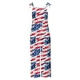 thumbnail image 4 of American Flag Jumpsuits for Womens 4th of July Patriotic Overalls Wide Leg Pants Fashion Independence Day Sleeveless Adjustable Strap Rompers Baggy Harem Romper Outfits with Pockets, 4 of 5