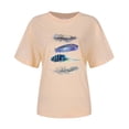 thumbnail image 5 of Women' Casual T Shirt With Crew Neck Fashionable Print Short Sleeved Top, 5 of 5