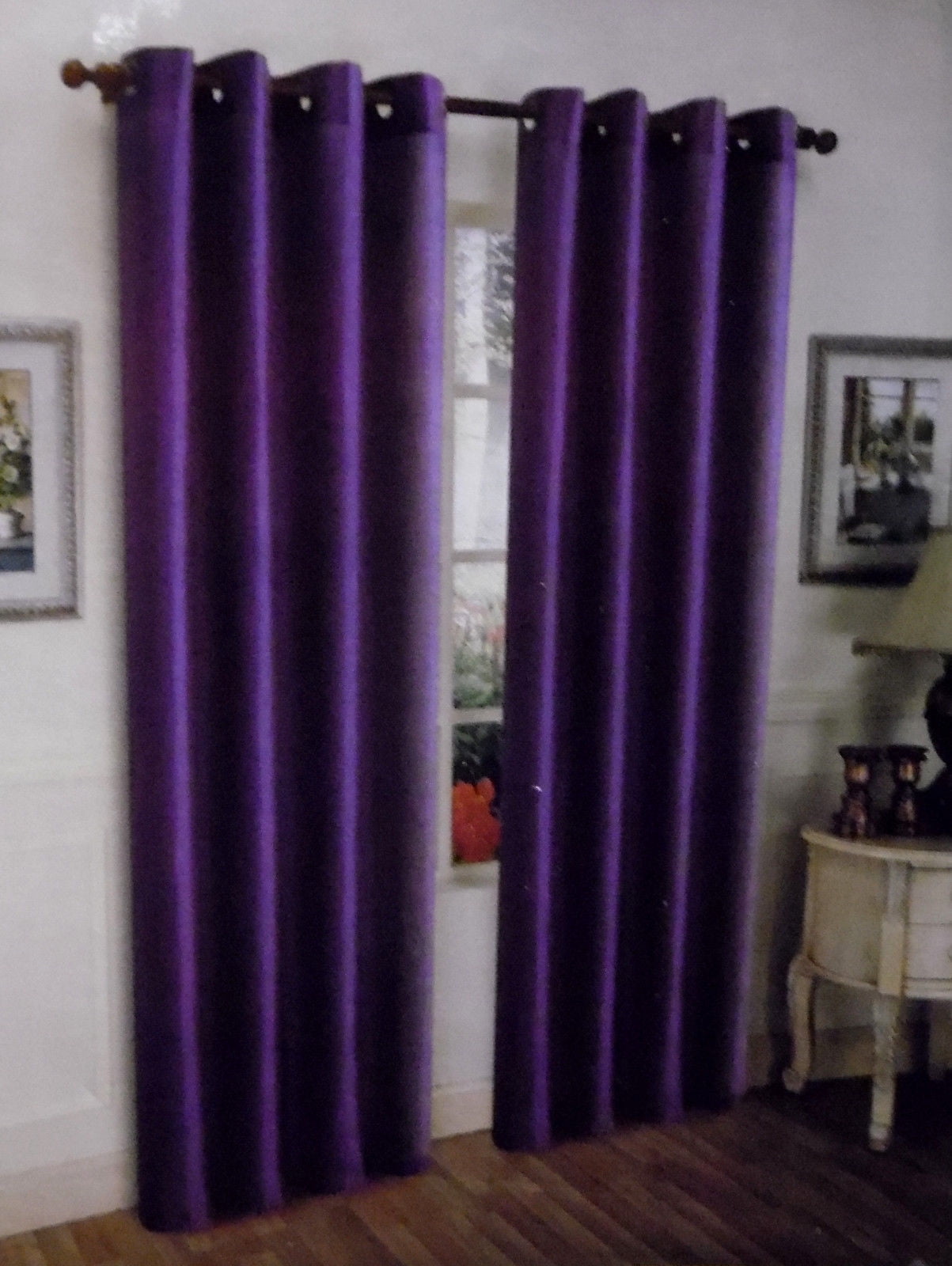 Fancy Linen 4pc Solid Purple Suede Faux Fur Curtain All Sizes New