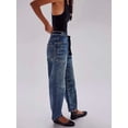 thumbnail image 3 of Womens Loose Horseshoe Jeans Wide Leg Patchwork Low Rise Denim Pants with Pockets Splash Ink L, 3 of 7