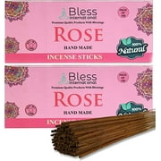 Bless-Rose-Incense-Sticks 100%-Natural-Handmade-Hand-Dipped Organic-Chemicals-Free for-Purification-Relaxation-Positivity-Yoga-Meditation The-Best-Woods-Scent (200 Sticks (300GM))